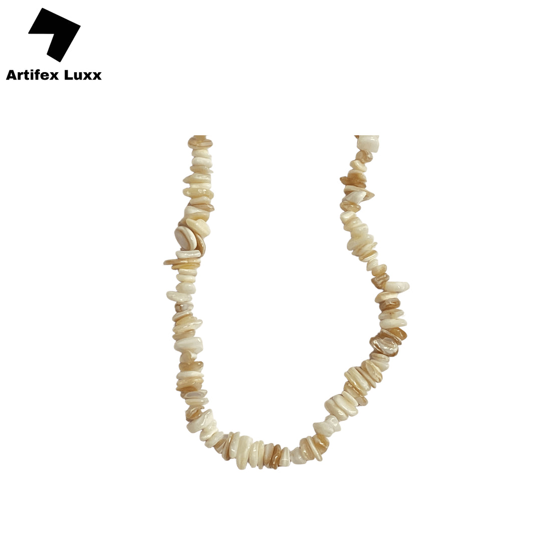 Natural raw white stone necklace