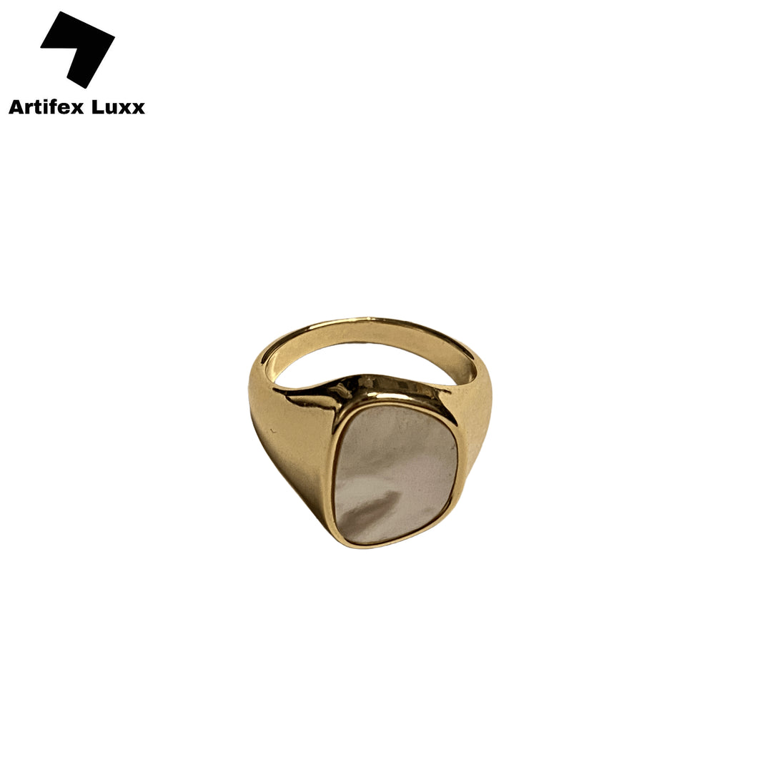 Cat's Eye Enamel 14K Gold Plated Ring